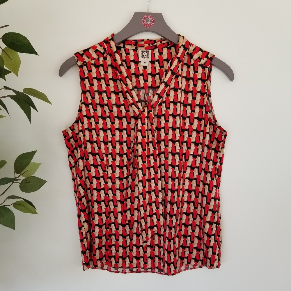 ⭐ 3/$20 Anne Klein Geometric Necktie Blouse